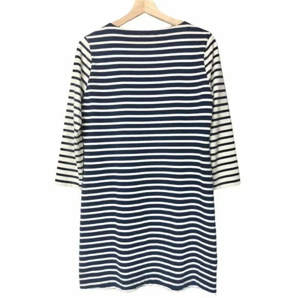 Vineyard Vines Navy Blue & White Nautical Stripe Long Sleeve Shift Dress S - Picture 3 of 9